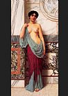 John William Godward Paintings - At the Thermae by John William Godward